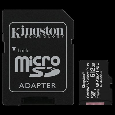 Модуль флэш-памяти (Kingston 512GB micSDXC Canvas Select Plus 100R A1 C10 Card+ADP) Kingston 512GB micSDXC Canvas Select Plus 100R A1 C10 Card + ADP фото