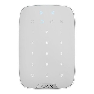 Беспроводная сенсорная клавиатура с поддержкой бесконтактных карт и брелков Ajax KeyPad Plus (White) 26078 фото