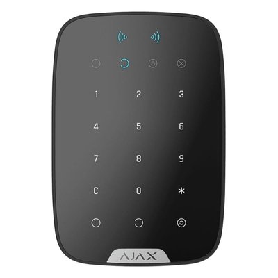 Беспроводная сенсорная клавиатура с поддержкой бесконтактных карт и брелков Ajax KeyPad Plus (Black) 26077 фото